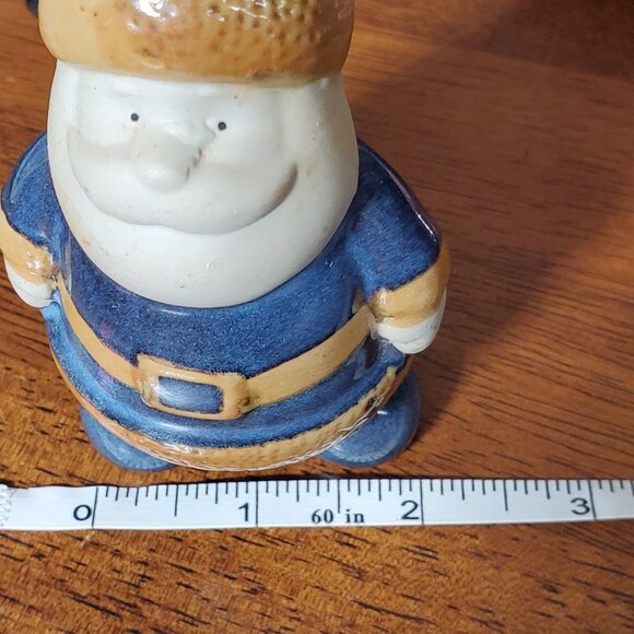 Vintage Little Round Ceramic Santa - Blue & Beige - Picture 6 of 6